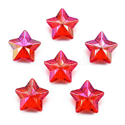 Electroplate Rainbow Iridescent Acrylic Beads, Star, Red, 18x18.5x9mm, Hole: 1.8mm