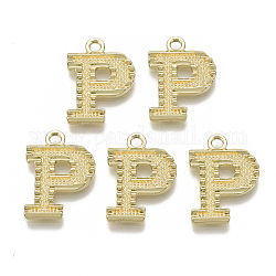 Alloy Pendants, Cadmium Free & Nickel Free & Lead Free, Initial Letter, Real 18K Gold Plated, Initial Letter.P, 20.5x15x2mm, Hole: 2mm