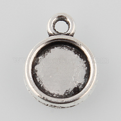 Redondas plana bases colgante cabujón de aleación de plata antigua de estilo tibetano, sin plomo y cadmio, Bandeja: 10 mm, 16x13x2mm, agujero: 1.5 mm