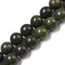 Hileras de perlas de jaspe de otoño verde africano natural, redondo, 8mm, agujero: 0.8 mm, aproximamente 49 pcs / cadena, 15.75'' (40 cm)