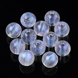 Perles en acrylique transparente, poudre de paillettes, ronde, clair, 9.5x9mm, Trou: 2mm
