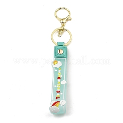 Cloud PVC Rope Keychains, with Zinc Alloy Finding, for Bag Quicksand Bottle Pendant Decoration, Turquoise, 17.5cm