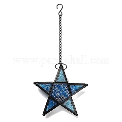 Стеклянный подсвечник с тиснением пятиугольной звезды, Контейнер для хранения свечей, украшение паба, Плут синий, 45.6 см