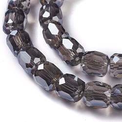 Perles en verre electroplate, perle plaquée lustre, tonneau à facettes, noir, 10x10mm, Trou: 1mm