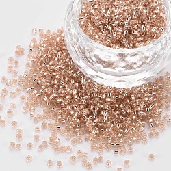 GlasZylinderförmigperlen, Perlen, Silber ausgekleidet, Rundloch, dunkler Lachs, 1.5~2x1~2 mm, Bohrung: 0.8 mm, ca. 80000 Stk. / Beutel, etwa 1 Pfund / Beutel