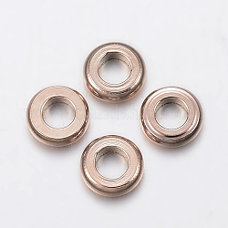 Revestimiento iónico (ip) 304 cuentas espaciadoras de acero inoxidable, buñuelo, oro rosa, 4x1mm, agujero: 2 mm