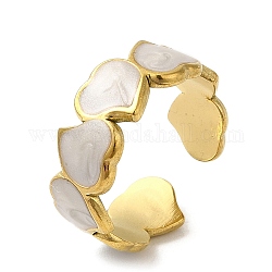 304 anillo abierto esmaltado de acero inoxidable., corazón, dorado, diámetro interior: 18.2 mm
