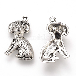 Tibetan Style Alloy Puppy Pendants, Cadmium Free & Lead Free, Dog Charms, Antique Silver, 22.5x14x6mm, Hole: 1.5mm, about 710pcs/1000g