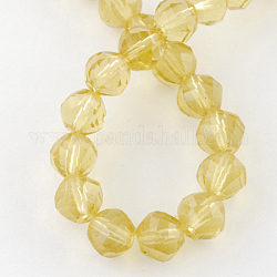 Glass Bead Strands, Faceted, Round, Dark Khaki, 8x8mm, Hole: 1mm