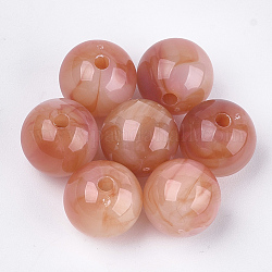 Acryl-Perlen, Nachahmung Edelstein-Stil, Runde, dunkler Lachs, 14x13.5 mm, Bohrung: 2 mm, ca. 330 Stk. / 500 g