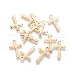 201 petite croix en acier inoxydable, or, 15x10x0.7mm, Trou: 1.4mm