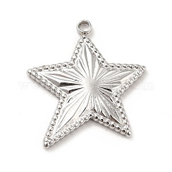 304 Stainless Steel Pendants, Star Charms, Stainless Steel Color, 19.5x18x2mm, Hole: 1.5mm