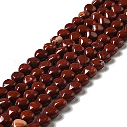 Chapelets de perles en jaspe rouge naturel, cœur, 8~8.5x8~9x5mm, Trou: 1mm, Environ 50~51 pcs/chapelet, 15.55~15.75'' (39.5~40 cm)