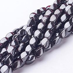 Non-Magnetic Synthetic Hematite Beads Strands, Twist Oval, 8x5mm, Hole: 1mm