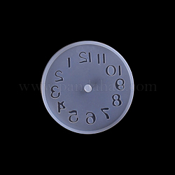 Tondo piatto con numeri arabi orologio da parete decorazione stampi in silicone, per resina uv, fabbricazione artigianale in resina epossidica, bianco fantasma, diametro interno: 98mm