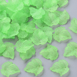 Colgantes acrílicos esmerilados transparentes con tema de otoño, hoja de arce, verde claro, 24x22.5x3mm, agujero: 1 mm, aproximamente 962 unidades / 500 g