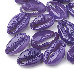 Perles en cauris, peint à la bombe, violet foncé, 15~18x11~12x5~7mm