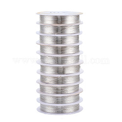 Round Copper Jewelry Wire, Long-Lasting Plated, Silver Color Plated, 26 Gauge, 0.4mm, about 32.8 Feet(10m)/roll