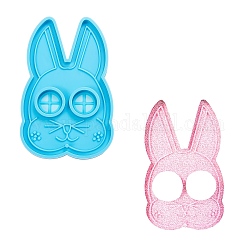 Силиконовые Молды для маски кролика, подвесные Молды для литья из смолы, для уф-смолы, изготовление ювелирных изделий из эпоксидной смолы, голубой, 116x75.5x8.5 мм, отверстие : 2.5 мм