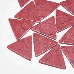 Cabochons en turquoise synthétique, teinte, triangle, rouge, 8x8.5x2mm
