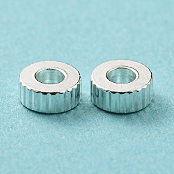 Perles ondulées en 201 acier inoxydable, plat rond, couleur d'argent, 6x2mm, Trou: 2.2mm