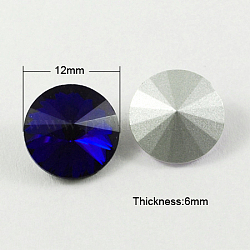 Glass Pointed Back Rhinestone, Rivoli Rhinestone, Back Plated, Cone, Dark Blue, 12x6mm