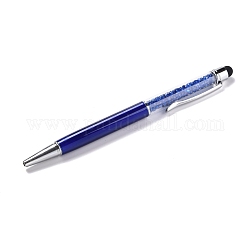 Penna touch screen in silicone e plastica, penna a sfera in alluminio, con perline a forma di diamante in resina trasparente, blu medio, 146x13x10mm