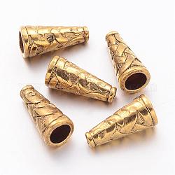 Cono in lega di lega di stile tibetano, cadmio & nichel &piombo libero, oro antico, 18x8x8mm, Foro: 1 mm
