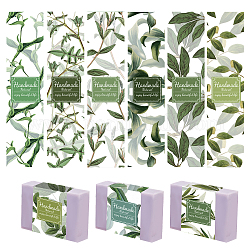 PH PandaHall 9 Styles Leaf Wrap Paper Tape for Homemade Soap, 90pcs Plant Leaves Soap Wrapper Vertical Soap Paper Tag Soap Sleeves Covers Lables for Soap Bar Packaging, 8.2 Inch / 21cm Long