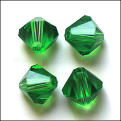 Perles d'imitation cristal autrichien, grade AAA, facette, Toupie, verte, 8x8mm, Trou: 0.9~1mm