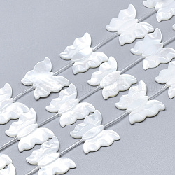 Perlas de concha de nácar de concha blanca natural, mariposa, 17x18x3mm, agujero: 0.7 mm