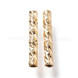 Perlas de tubo de latón corrugado, Plateado de larga duración, real 24k chapado en oro, 10x1.5mm, agujero: 0.7 mm