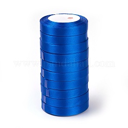 Односторонняя атласная лента, Полиэфирная лента, королевский синий, около 5/8 дюйма (16 мм) в ширину, 25yards / рулон (22.86 м / рулон), 250yards / группа (228.6 м / группа), 10 рулоны / группа