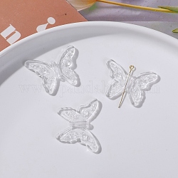 Pendentifs en acrylique transparent , clair, papillon, 25x35x3mm, Trou: 1.6mm
