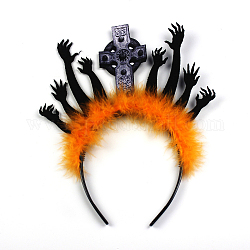 Halloween gruselige lustige Grabstein-Zombie-Handstoff-Stirnbänder, für Frauen festliche Maskerade, dunkelorange, 260x220 mm
