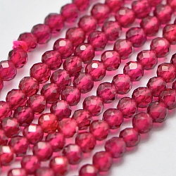 Perline gemma sintetica fili, imitazione rubino, sfaccettato, tondo, camelia, 3.5mm, Foro: 0.6 mm, circa 110pcs/filo, 14.5 pollice