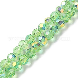 Chapelets de perles en verre électroplaqué, de couleur plaquée ab , facette, rondelle, vert clair, 8x7.3mm, Trou: 1.4mm, Environ 70 pcs/chapelet, 20.28'' (51.5 cm)