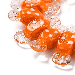 Perline murano fatto a mano, accidentato, caramelle con macchia, arancione, 26~29x9x7.5~8mm, Foro: 1 mm