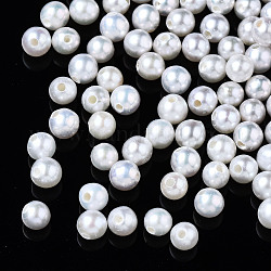 Perle coltivate d'acqua dolce perla naturale, mezzo forato, tondo, bianco, 2.5~3mm, Foro: 0.8 mm