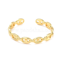 Bracelet manchette en forme de chaîne de grains de café, bracelet ouvert en laiton pour femme, sans plomb et sans cadmium, véritable 18k plaqué or, diamètre intérieur: 2-1/4 pouce (5.75 cm) x 1-7/8 pouces (4.9 cm)