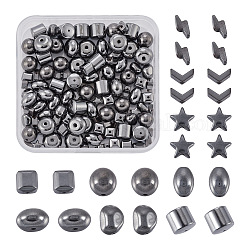 Craftdady 135Pcs 9 Styles Non-magnetic Synthetic Hematite Beads, Star & Nuggets & Oval & Round, Mixed Shape, 15pcs/style