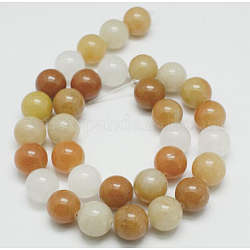 Natural Yellow Jade Beads Strands, Round, Goldenrod, 10mm, hole: 1mm, about 39pcs/strand, 15.3 inch