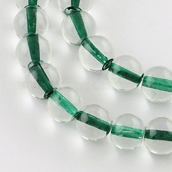 Couleur à l'intérieur des brins de perles de verre peintes par pulvérisation, ronde, vert de mer, 10mm, Trou: 1.3~1.6mm, Environ 82 pcs/chapelet, 32.2 pouce