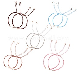 PandaHall Elite Adjustable Braided Polyester Cord Bracelet Making, with 304 Stainless Steel Open Jump Rings, Round Brass Beads, Mixed Color, Single Chain Length: about 6-1/4 inch(16cm), 5 colors, 2pcs/color, 10pcs/set