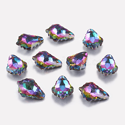 Encantos de rhinestone facetados, imitación de cristal austriaco, hoja, volcán, 11.5x16.5x5.5mm, agujero: 1 mm