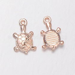Lead Free & Nickel Free Alloy Pendants, Long-Lasting Plated, Tortoise, Rose Gold, 18.5x11x3mm, Hole: 2mm