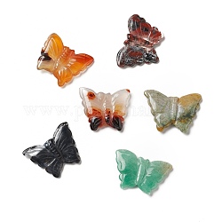 Pietre preziose naturali miste e perle di agata, farfalla, 25~29.5x34~38.5x4~5.5mm, Foro: 0.7~0.8 mm