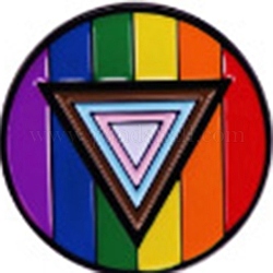 Spilla smaltata con bandiera dell'orgoglio color arcobaleno, spilla in lega per vestiti zaino, modello rotondo, 28x28mm