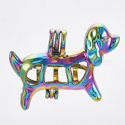 Colgantes de medallón de cachorro de aleación plateada, colgantes de jaula de perro hueco, colorido, 25.5x35.5x11.5mm, agujero: 4x4.5 mm, medida interna: 9x20.5 mm
