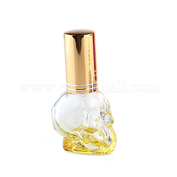 Glassprühflaschen, mit Aluminiumdeckel, Schädel, Champagner-Gold, 3.5x2.7x6.7 cm, Kapazität: 8 ml (0.27 fl. oz)